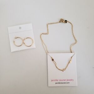 Jennifer Zeuner Gold Jewelry Set Womens OS Gold Minimal Layering Small Hoop
